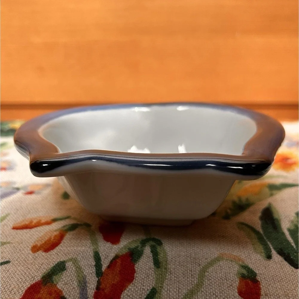 VTG 90s Takahashi San Francisco Ceramic Blue Fat Chubby Happy Cat Food Bowl Dish